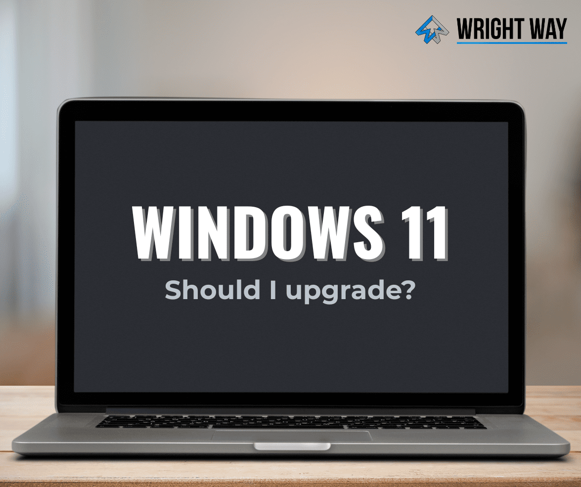 Promo image with a computer saying should I upgrade?
